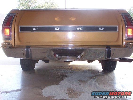 Gold 1973 Ford Ranchero rear view with FORD lettering