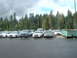 2000 Ford Crown Victoria - A fleet of vehicles, including several police cruisers and a pickup truck, are parked in an outdoor lot.