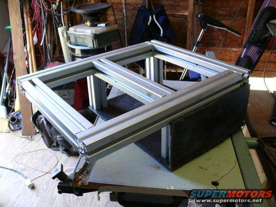 Aluminum frame structure on a workbench