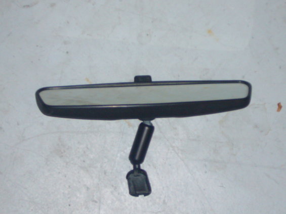 Car interior rear-view mirror with black housing and adjustable arm
