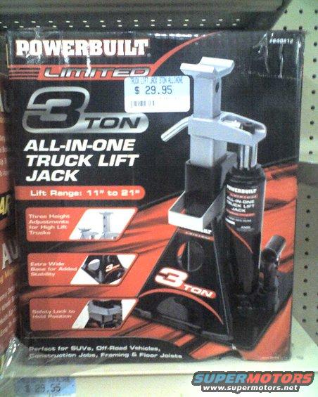 Powerbuilt 3-ton truck jack box with price tag and product images