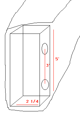 Diagram showing dimensions of a SmittyBilt bumper part with two oval cutouts