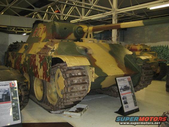 Panther tank with RO1 marking on turret, camouflaged paint scheme