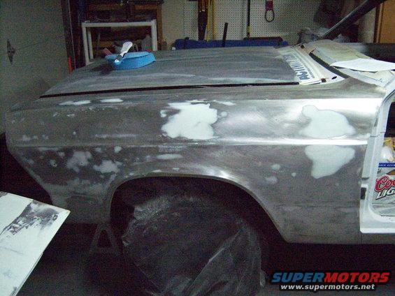 after using an entire 20 oz can of Rage working on this fender and just sanding it all off  - i came to the conclusion that body men are sculpters and way under paid for what they do