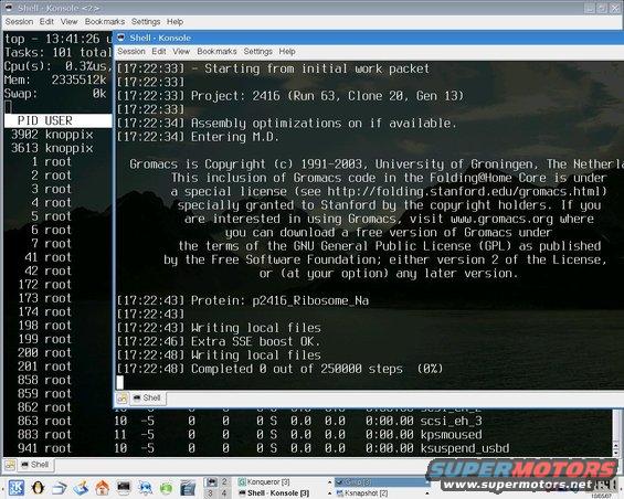 Computer screen displaying command line interface with text about Gromacs and system processes