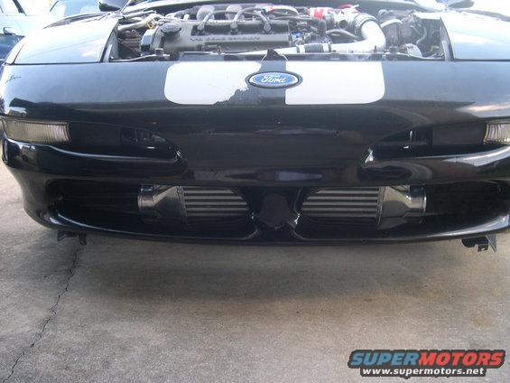 1997 Ford Probe front with hood open, twin intercoolers visible