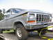 1979 Ford F-150 - This 1979 Ford F-150 pickup truck is shown from the front quarter angle while on a trailer.