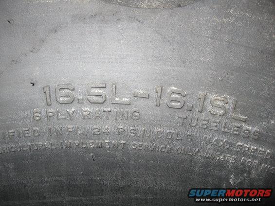 Tire sidewall shows 16.5L-16.15L size and 6 PLY RATING
