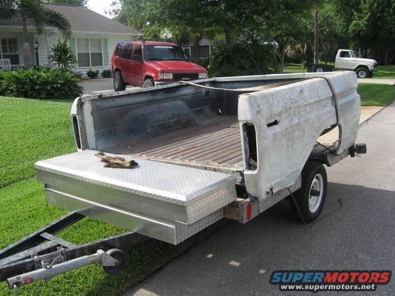 1979 Ford F-150 pickup bed on trailer, rear view