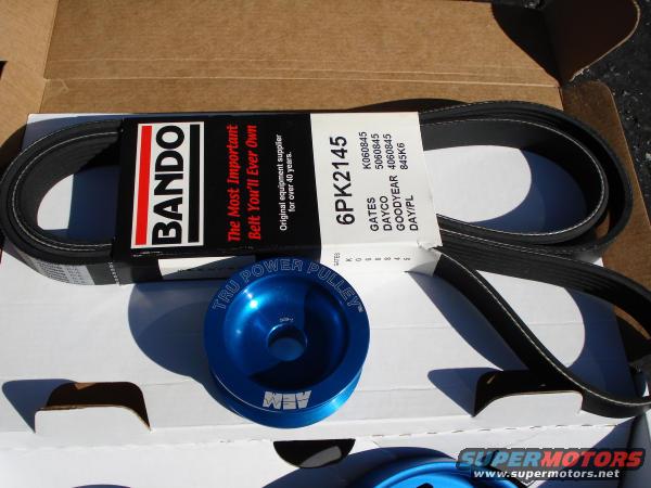 Blue AEM pulley and Bando belt