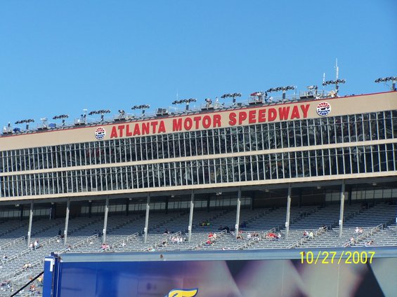 Atlanta Motor Speedway grandstands with date 10/27/2007 visible