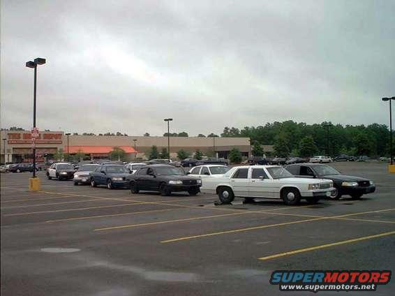 Parking lot scene with multiple 2000 Ford Crown Victorias and other sedans