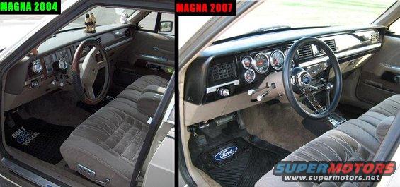 Two car interiors side-by-side, one labeled MAGNA 2004, the other MAGNA 2007