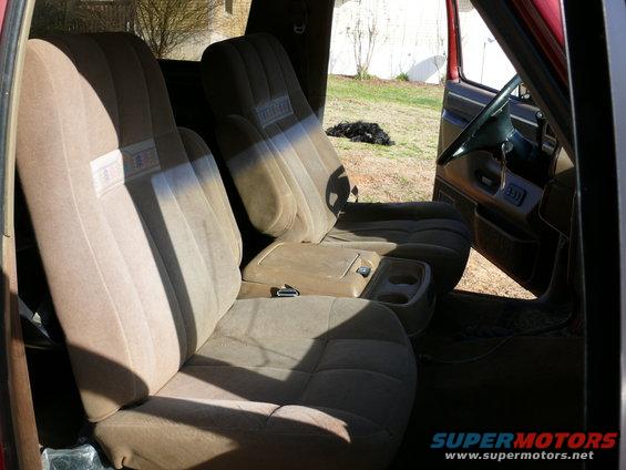 1988 Ford Bronco interior showing front bucket seats and center console