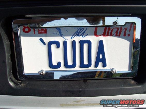 Rear of vehicle with 'CUDA' license plate