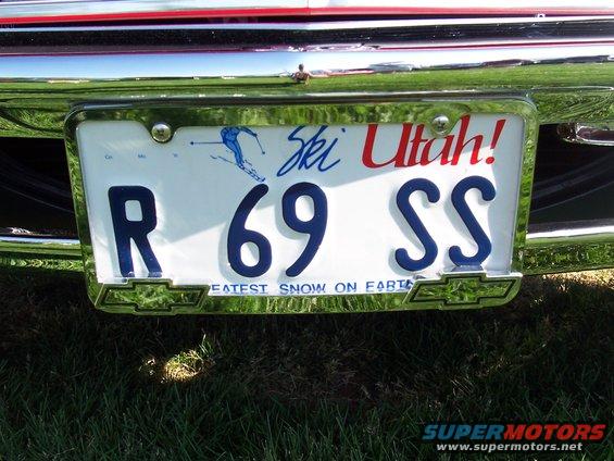 1969 Utah license plate R 69 SS with skiing graphic