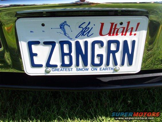 License plate EZBNGRN with 'Ski Utah!' and a skier graphic