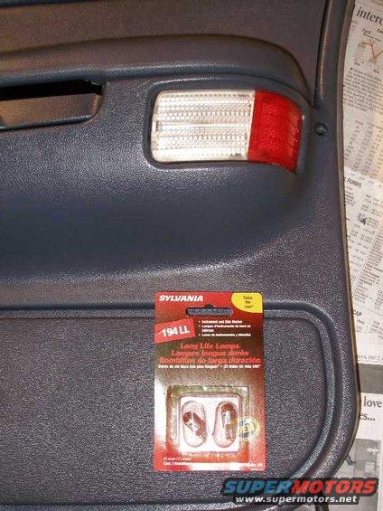 bulbs.jpg The OEM bulbs are 168s, but I used 194LL I had in the toolbox. 