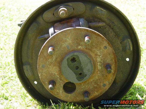 Brake drum assembly with rusted hub and wheel studs