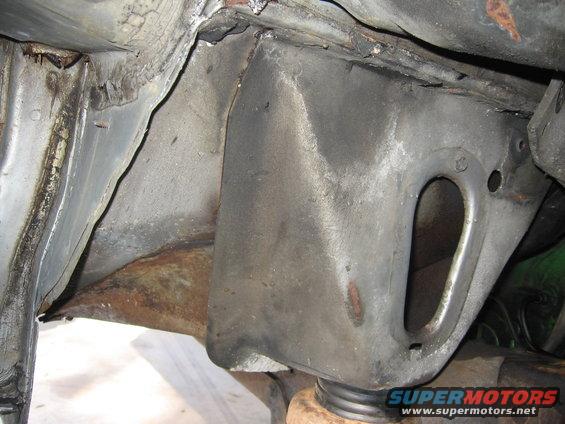 Underbody frame and floorboard structure, close-up view