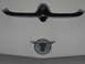 1959 Ford Ranchero - Close-up of a chrome bull emblem on a white vehicle hood.