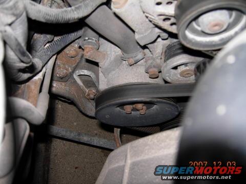Engine belt and pulleys with visible date stamp 2007 12 03