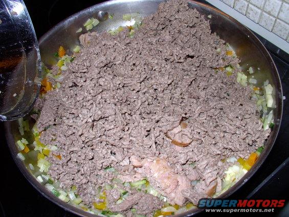 The now dry and fat free beef gets dumped in too.