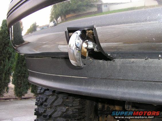Chrome tow hook installed in front bumper of 1994 Ford Bronco