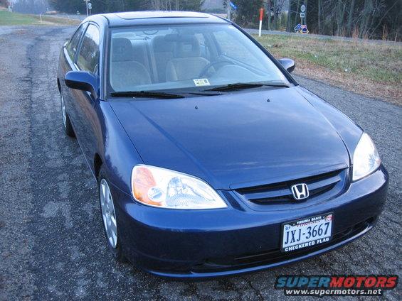Blue 2001 Honda Civic coupe front 3/4 view