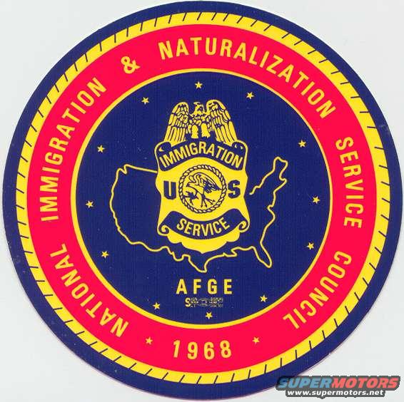 Circular document with text 'Immigration & Naturalization Service National Council' and '1968'