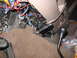 1995 Ford C-350 (Centurion Conversions) - Close-up view of the complex wiring for a trailer brake controller located beneath the dashboard.