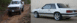 1991 Ford Mustang - A white 1991 Ford Mustang coupe is shown parked, with a white pickup truck driving on a dirt road in the background.