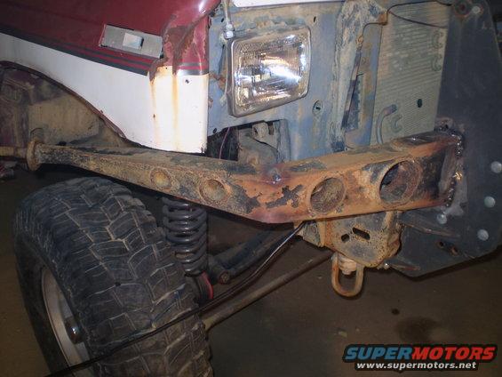 1986 Ford Bronco front end with custom bumper and large off-road tire