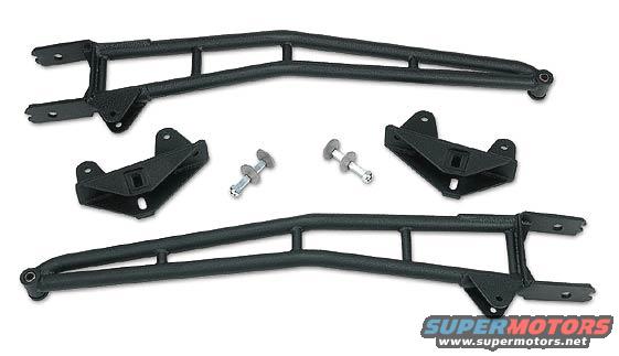 Black suspension control arms and brackets with hardware
