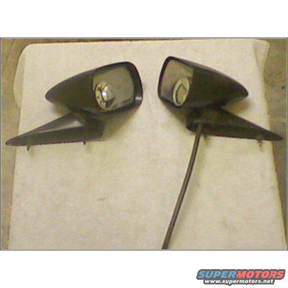 Pair of black side mirrors with chrome trim and mounting stems