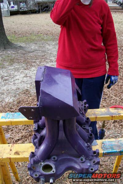 Julie and I starting to clear off the old purple paint