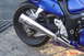 2002 Suzuki VL 1500 Intruder Classic - Brocks Performance exhaust pipe on a blue motorcycle.