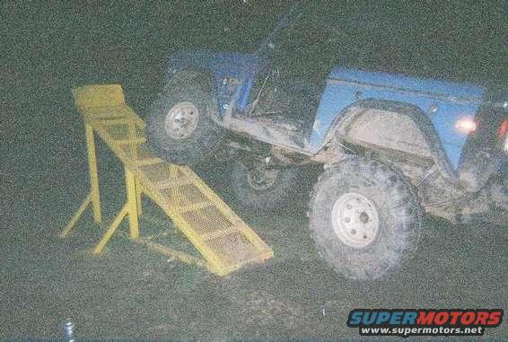 A little night time ramp action after a hard day of wheeling - Rear shocks are too short and fronts are too long - back to the drawing board