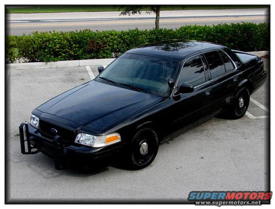 Black 1998 Ford Crown Victoria police car, 3q-front view
