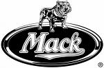 Mack bulldog mascot on oval logo with "Mack" text