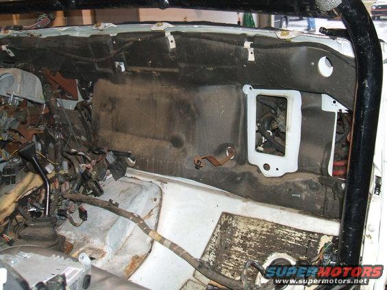 1995 Ford Bronco interior firewall area with wiring harness exposed