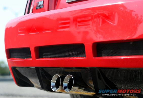 Red Saleen rear bumper with dual exhaust pipes and '281' badge
