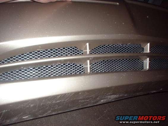 close-up of car's front grille with mesh inserts