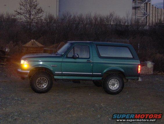 Green 1996 Ford Bronco side view