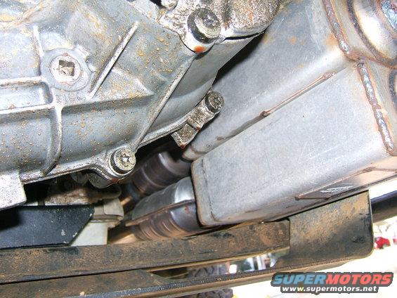 Underbody view of exhaust system and transmission components