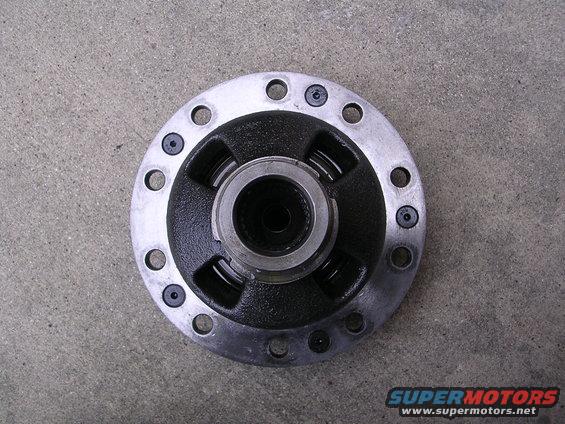 Close-up of a differential carrier with a bolt circle flange