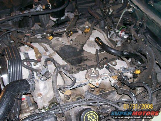 Engine bay showing intake manifold, fuel injectors, and wiring harnesses. Date stamp reads 01/31/2008