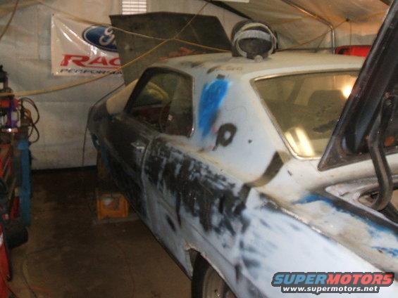 1969 Ford Torino 3q-front view, body in primer with blue paint marks