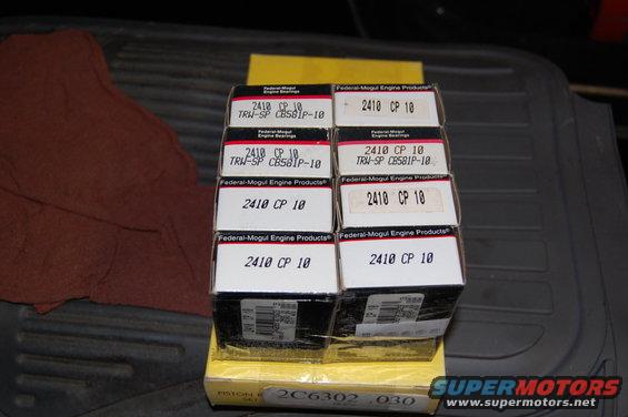 Stack of Federal-Mogul engine bearing boxes, some labeled 2410 CP 10