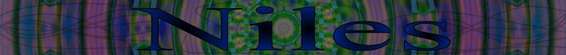 Text that says "Niles" in large blue letters with a colorful, abstract background